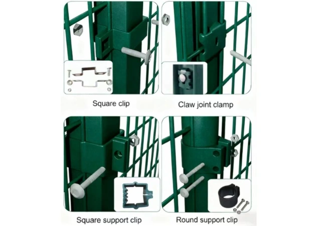 3D welded mesh fence panel clamp connection detail